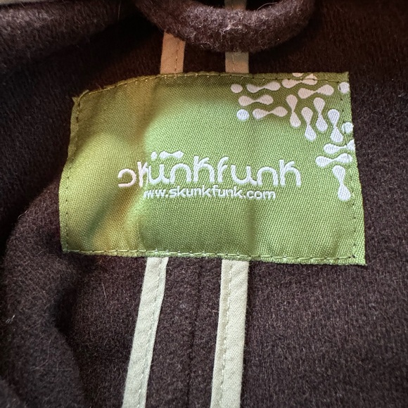Dark brown Skunkfunk button up wool blend jacket with belt size 5 (L) - Picture 7 of 16